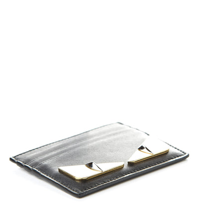 Fendi Vitello Liberty Lucido Metal Monster Eyes Card Holder Black Gold 4 of 8