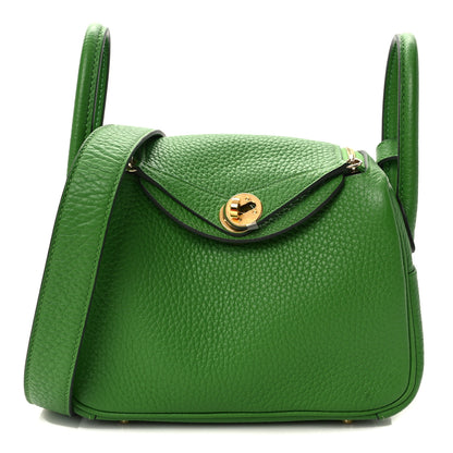 Hermes Taurillon Clemence Mini Lindy 20 Vert Yucca 1 of 14