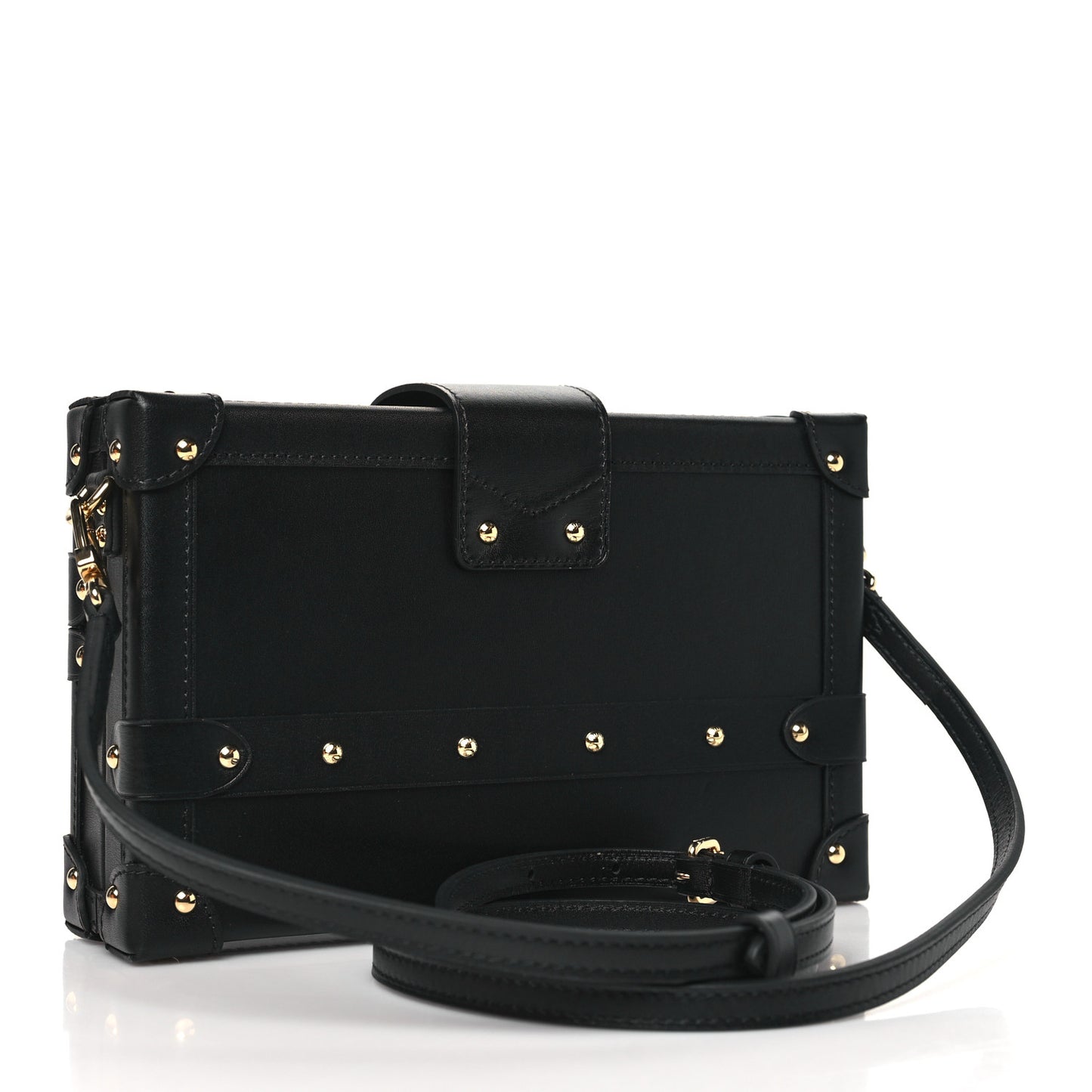 Calfskin Metal Monogram Petite Malle Black