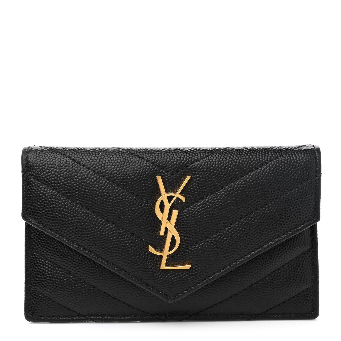 Grain De Poudre Matelasse Chevron Monogram Compact Wallet Black
