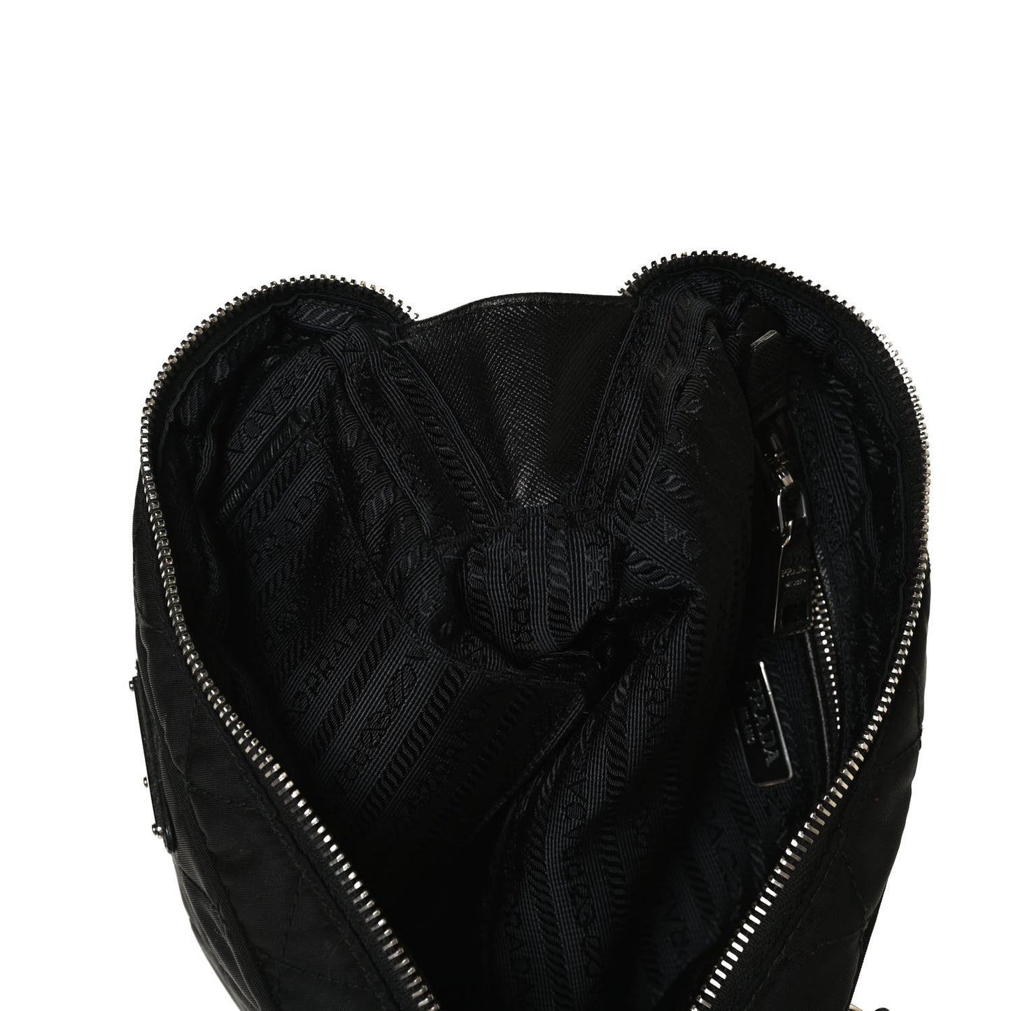 Nylon Tessuto Impuntu Quilted Bandoliera Crossbody Bag Black