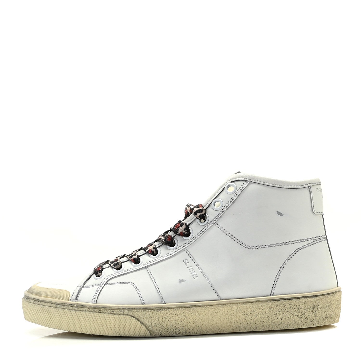 Saint Laurent Calfskin Distressed SL/37M High Top Sneakers 36.5 White 1 of 19