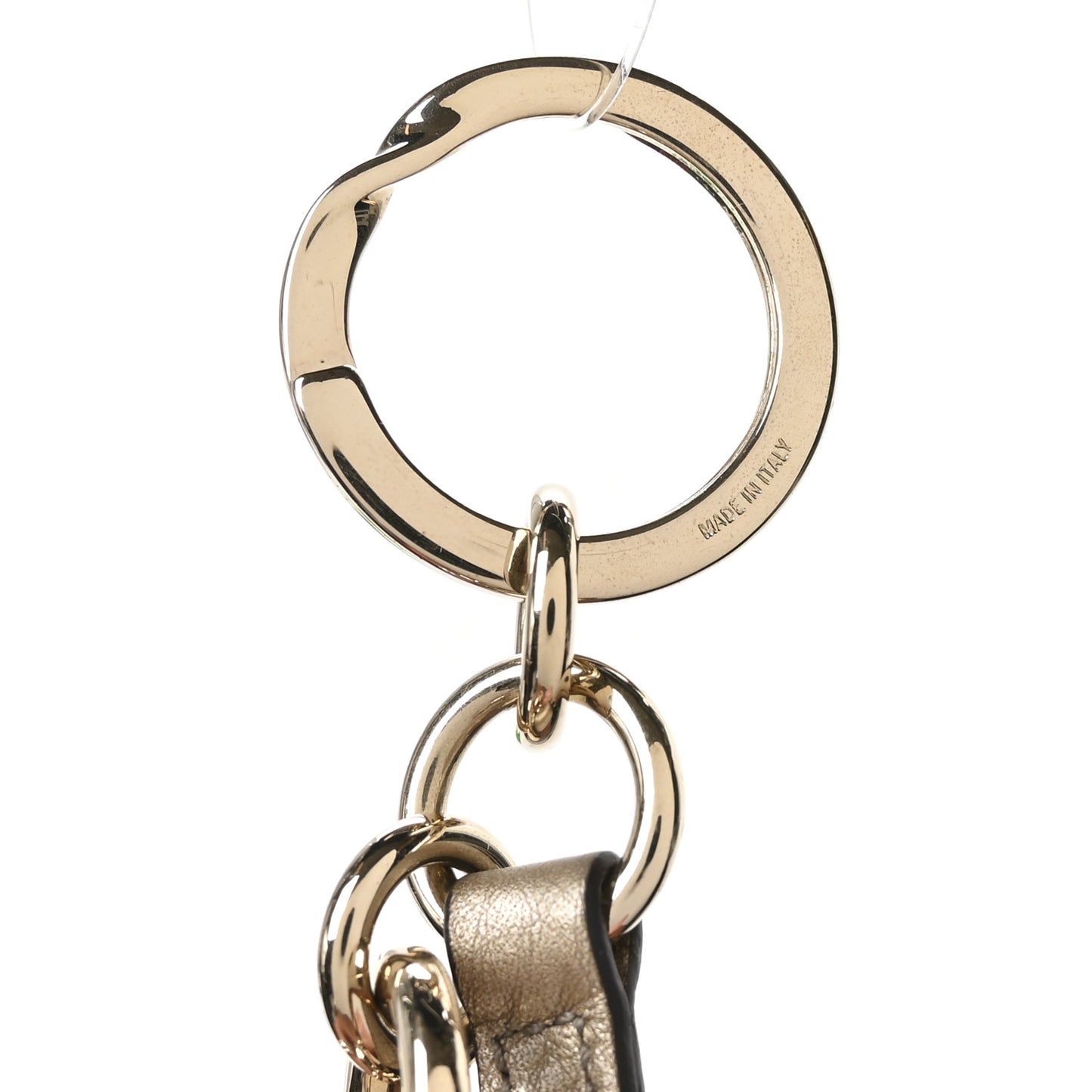 Metallic Pebbled Calfskin GG Key Charm Golden Beige