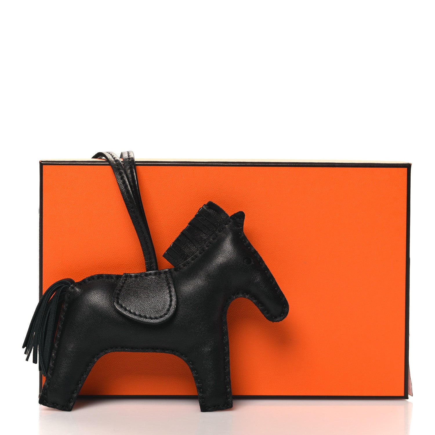 Hermes Milo Lambskin Grigri Rodeo Horse Bag Charm MM So Black 4 of 4