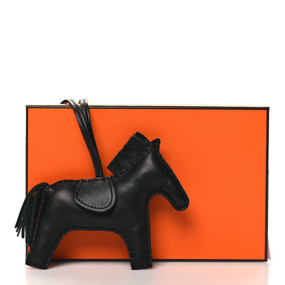 Hermes Milo Lambskin Grigri Rodeo Horse Bag Charm MM So Black 4 of 4