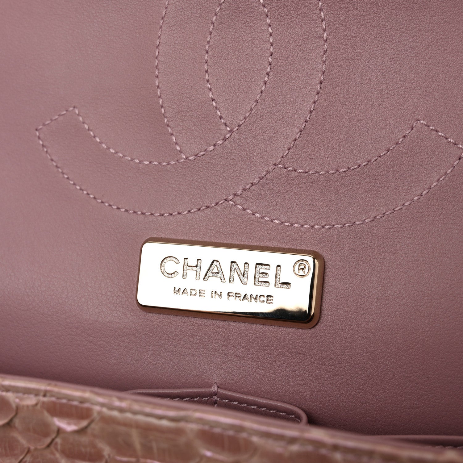 Chanel Metallic Snakeskin Jumbo Double Flap Pink 6 of 10