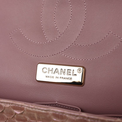 Chanel Metallic Snakeskin Jumbo Double Flap Pink 6 of 10