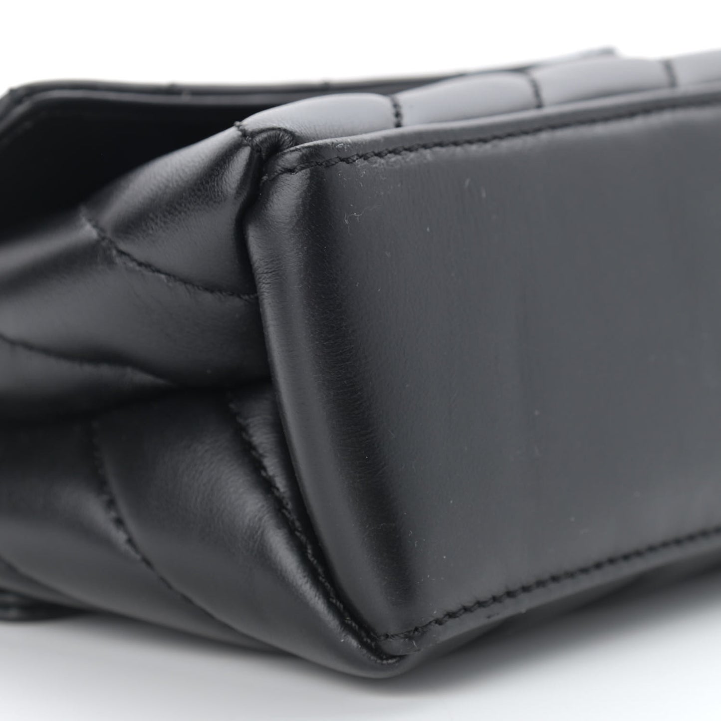 Calfskin Diagonal Quilted Jackhammer 17 Shoulder Bag Black