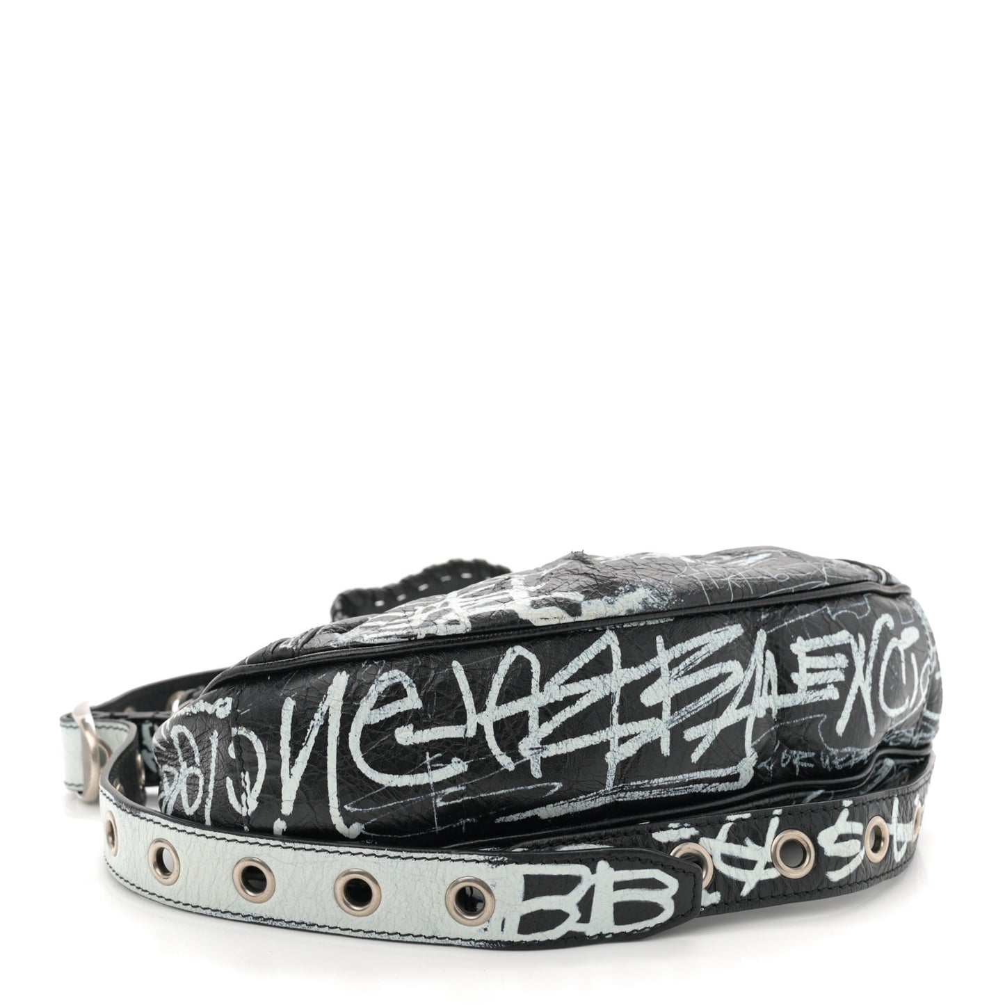 Agneau Arena Graffiti Le Cagole Shoulder Bag XS Black