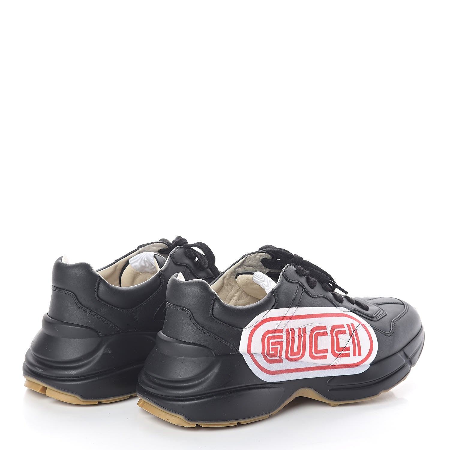 Gucci X SEGA Calfskin Logo Mens Rhyton Sneakers 7 Black 4 of 8