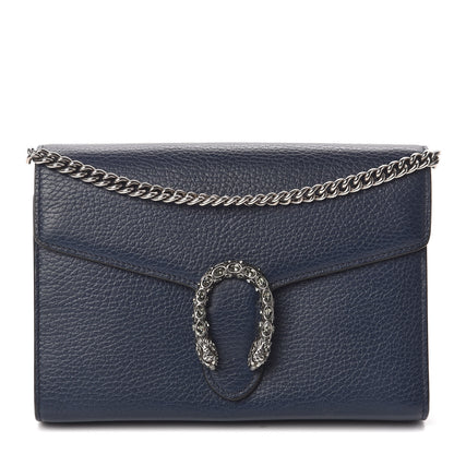 Gucci Dollar Calfskin Crystal Mini Dionysus Chain Wallet Blue Agata Black Diamond 1 of 9