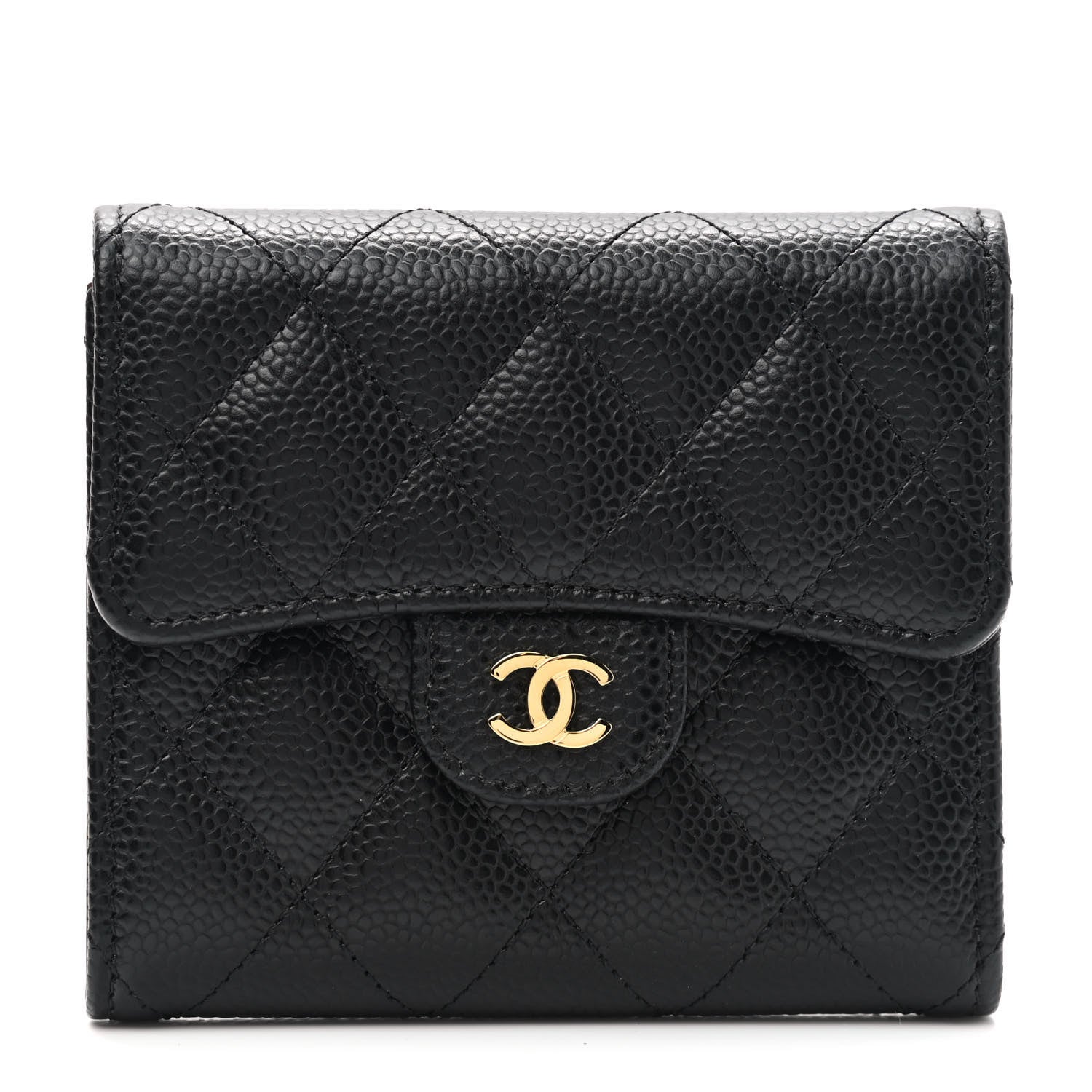 Chanel Caviar Quilted Compact Flap Wallet Black 1 of 8