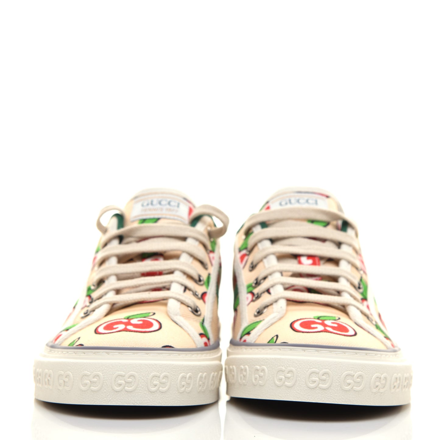 Canvas Web GG Apple Womens 1977 Tennis Sneakers 38 Ivory Red Mystic White New Shamarock