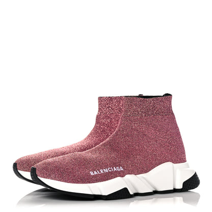 Balenciaga Laminated Knit Bi-Color Sole Womens Speed Sneakers 37 Pink White Black 3 of 8