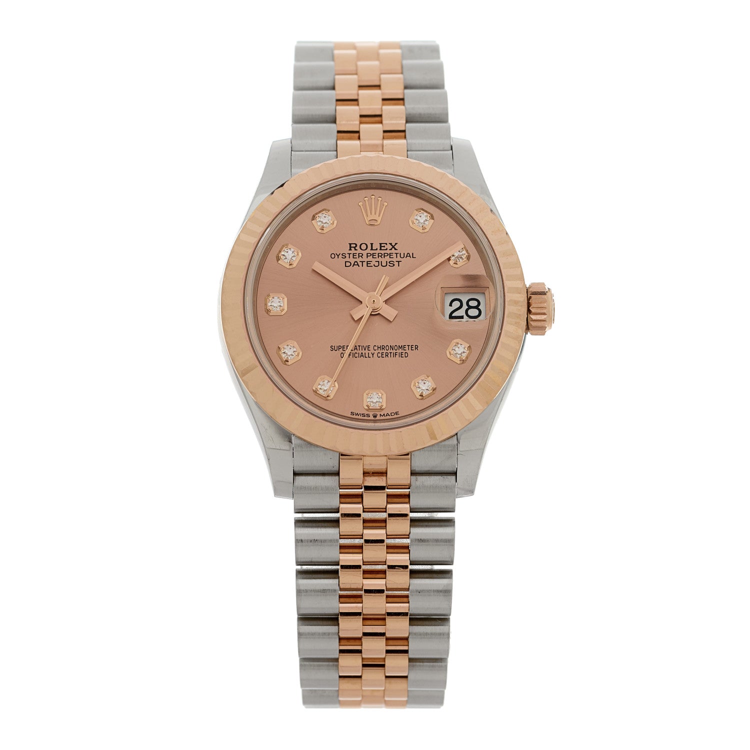 Rolex Stainless Steel 18K Everose Gold Diamond 31mm Oyster Perpetual Datejust Watch Sundust 278271 1 of 5