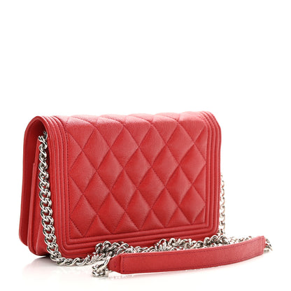 Chanel Caviar Quilted Boy Wallet On Chain WOC Red 3 of 17