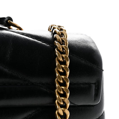 Saint Laurent Calfskin Y Quilted Monogram Small Loulou Chain Satchel Black 13 of 15