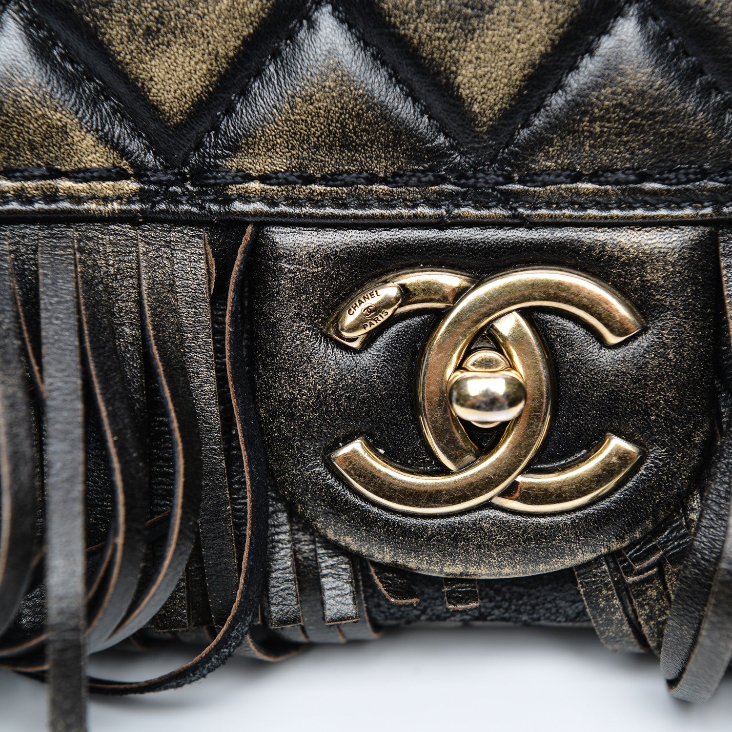 Chanel Metallic Calfskin Quilted Large Into The Fringe Flap Black 8 of 9