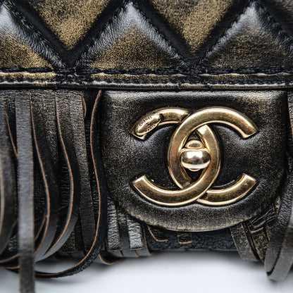 Chanel Metallic Calfskin Quilted Large Into The Fringe Flap Black 8 of 9