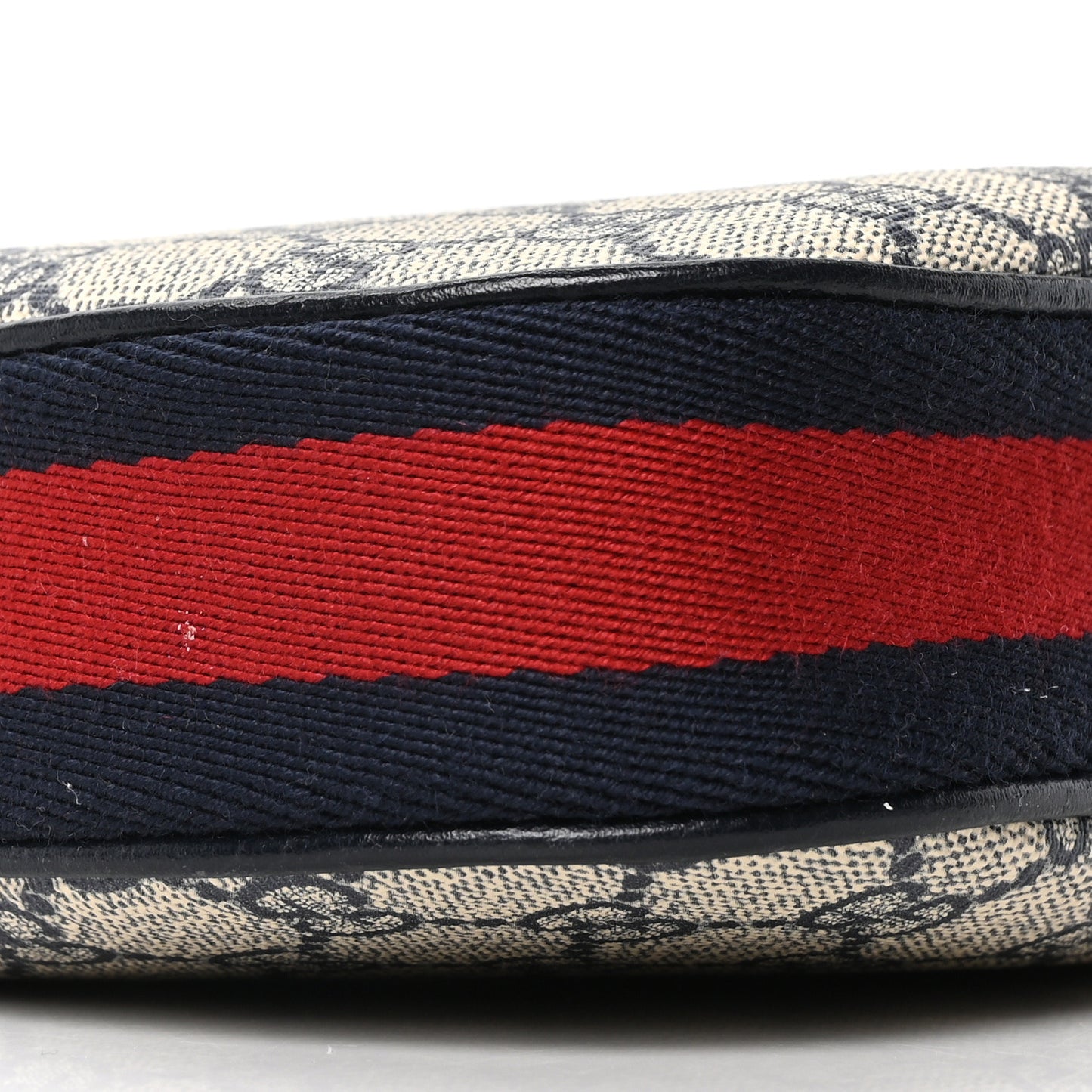 GG Supreme Monogram Textured Calfskin Web Small Attache Shoulder Bag Beige Blue