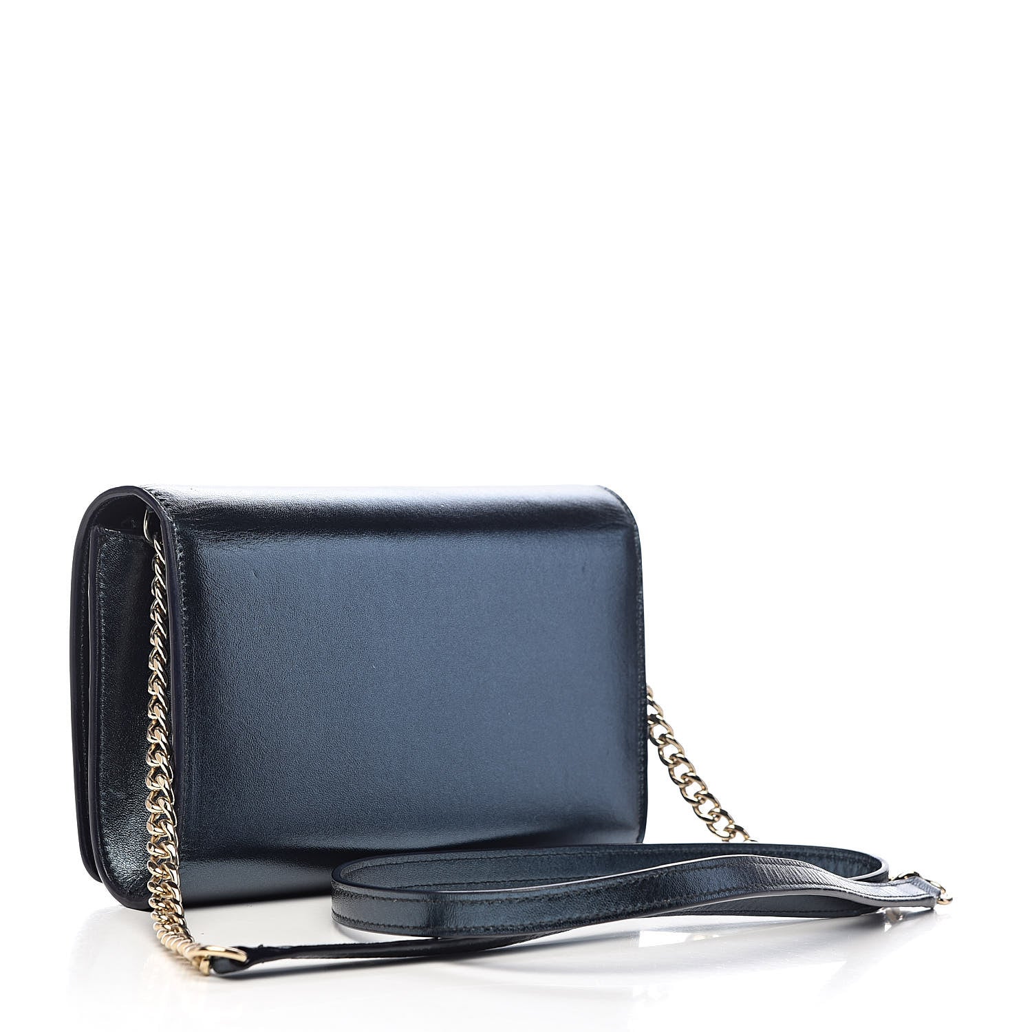Jimmy Choo Metallic Calfskin Chain Wallet Blue 3 of 13