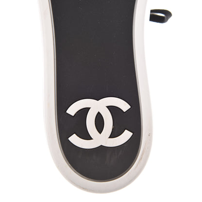 Chanel Calfskin Gum Womens CC Sneakers 41 Black White 13 of 14