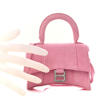 Balenciaga Washed Denim Hourglass Top Handle Bag Mini Denim Pink 3 of 11