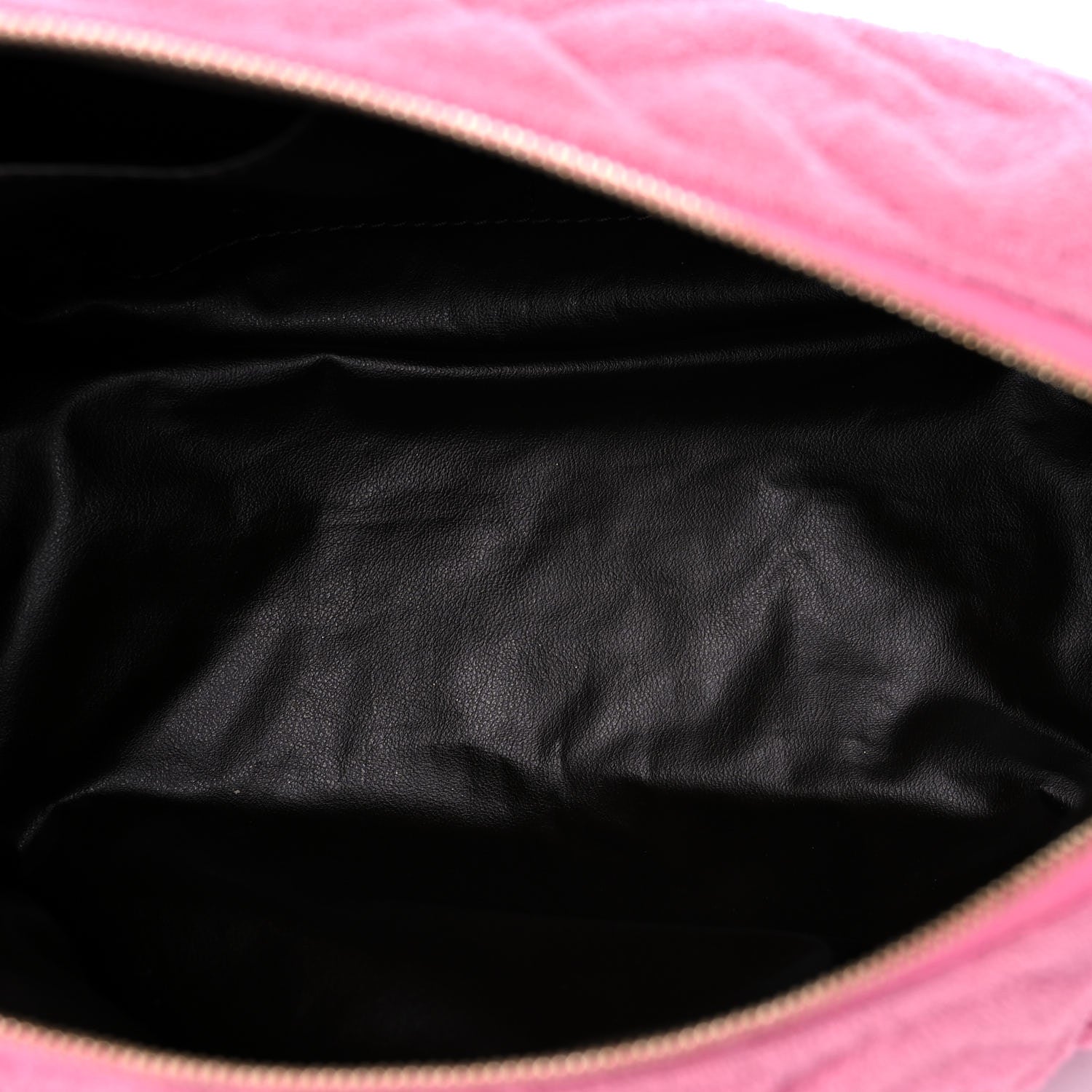 Fendi Terry Cloth Vitello Century Matte FF 1974 Embossed Medium Trapezoid Beauty Pouch Lollypop 5 of 11