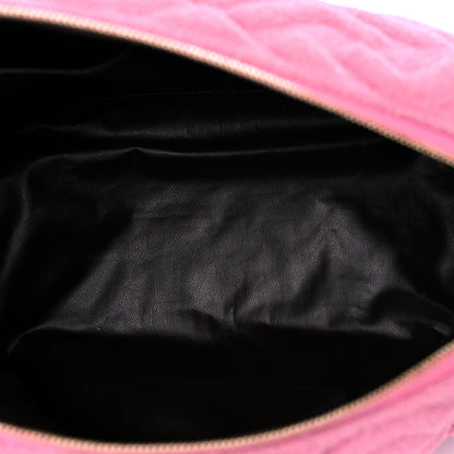 Fendi Terry Cloth Vitello Century Matte FF 1974 Embossed Medium Trapezoid Beauty Pouch Lollypop 5 of 11
