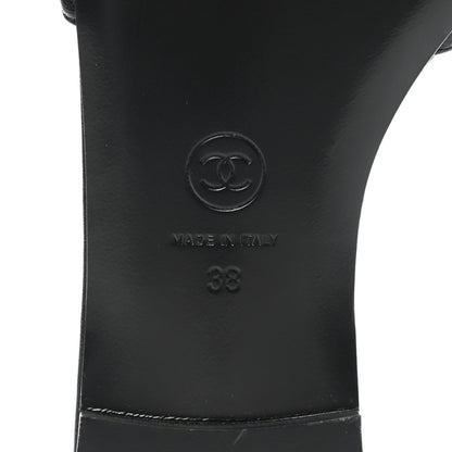 Chanel Lambskin Quilted CC Turnlock Sandals 38 Black 6 of 9