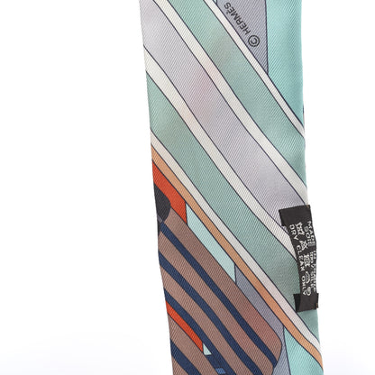 Hermes Silk Sangles En Zigzag Twilly Orange Turquoise Gris 5 of 5