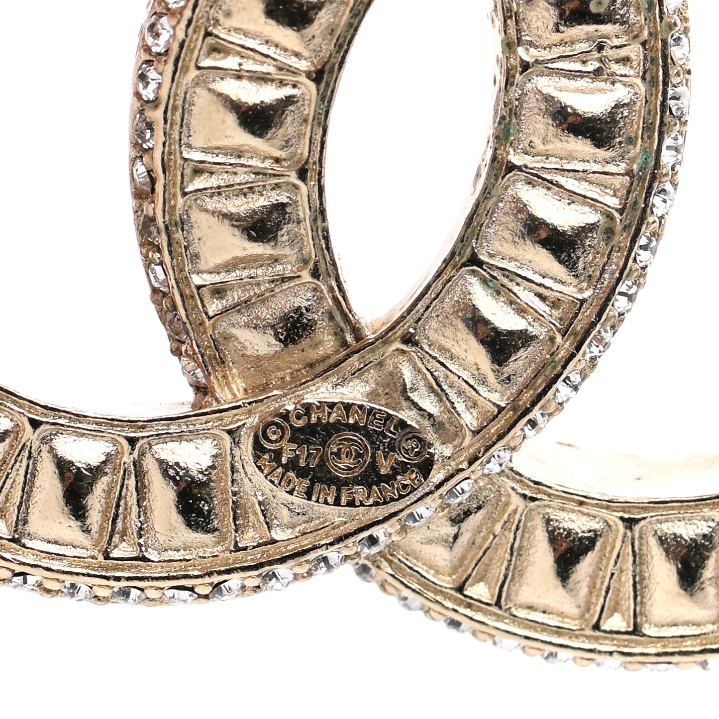Baguette Crystal CC Brooch Gold
