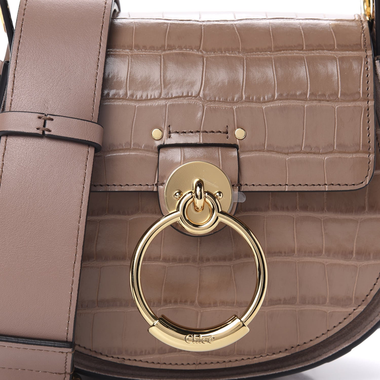 Chloe Calfskin Crocodile Embossed Small Tess Bag Woodrose 10 of 10