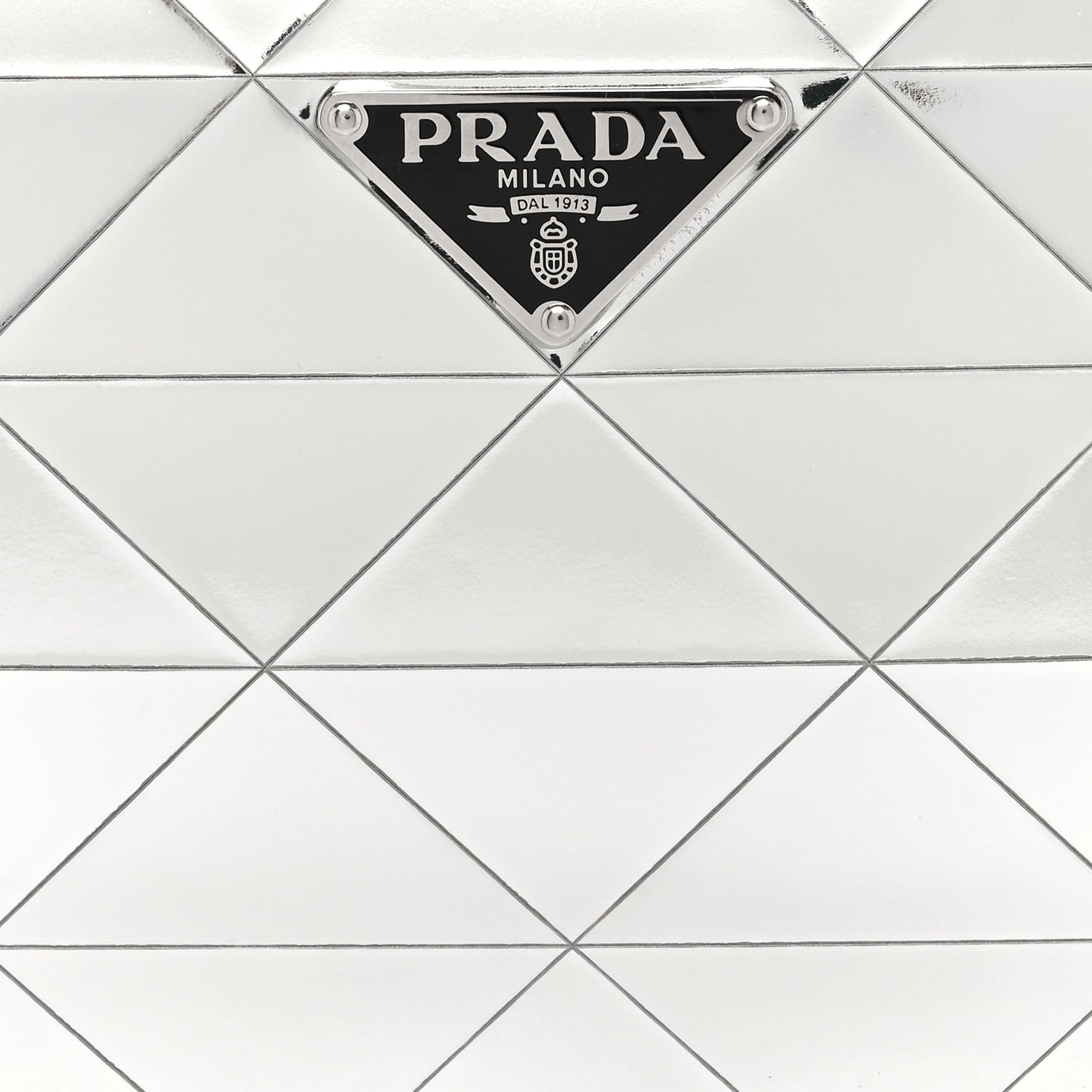 Prada Spazzolato Metal Triangle Logo Triangle Patterned Mini Shoulder Bag Argento 7 of 9