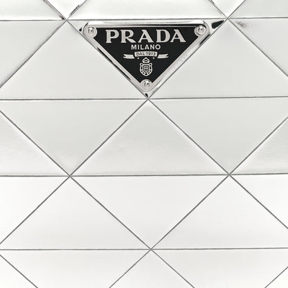 Prada Spazzolato Metal Triangle Logo Triangle Patterned Mini Shoulder Bag Argento 7 of 9