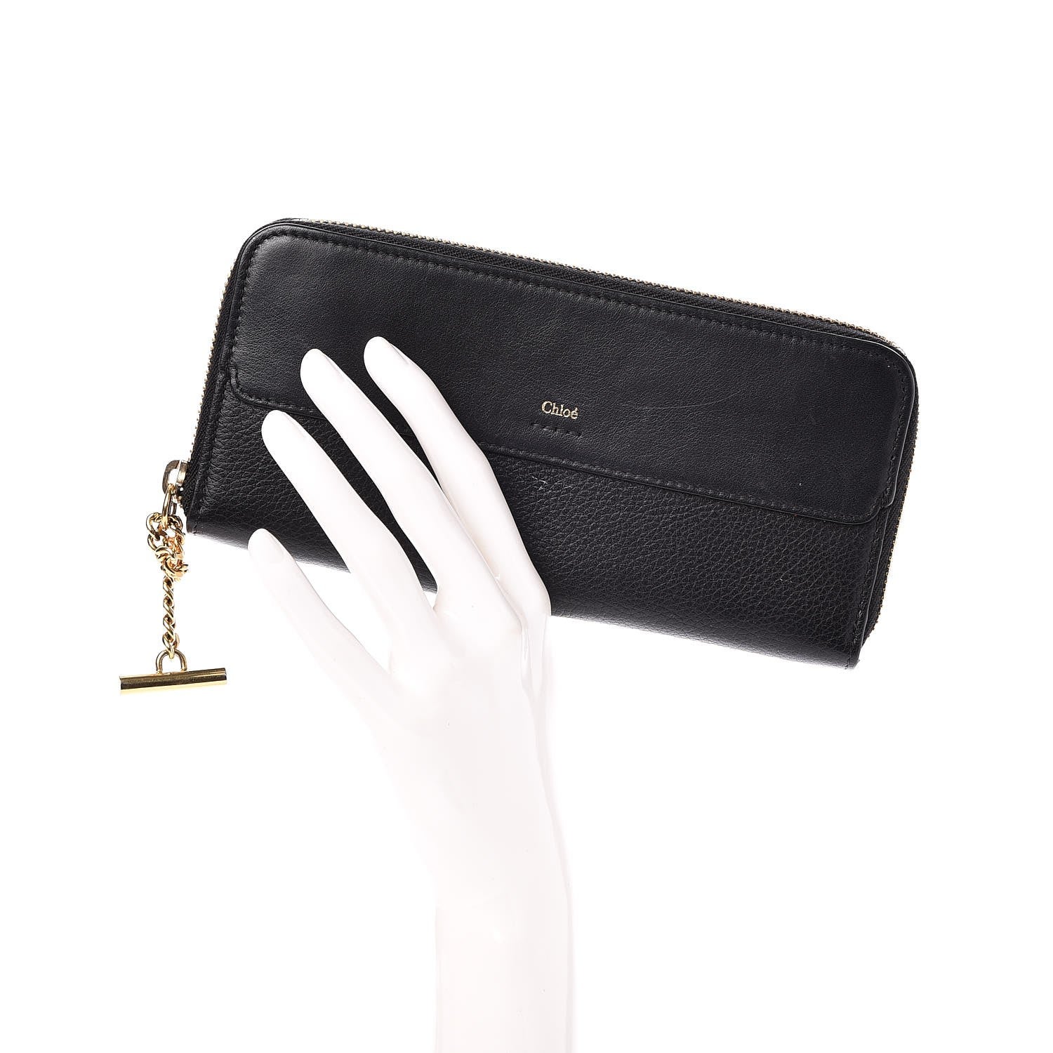 Chloe Grained Calfskin Joe Long Zip Around Wallet Black 2 of 11