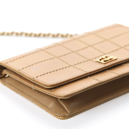 Chanel Calfskin Stitched Square Quilted Wallet On Chain WOC Beige 6 of 16
