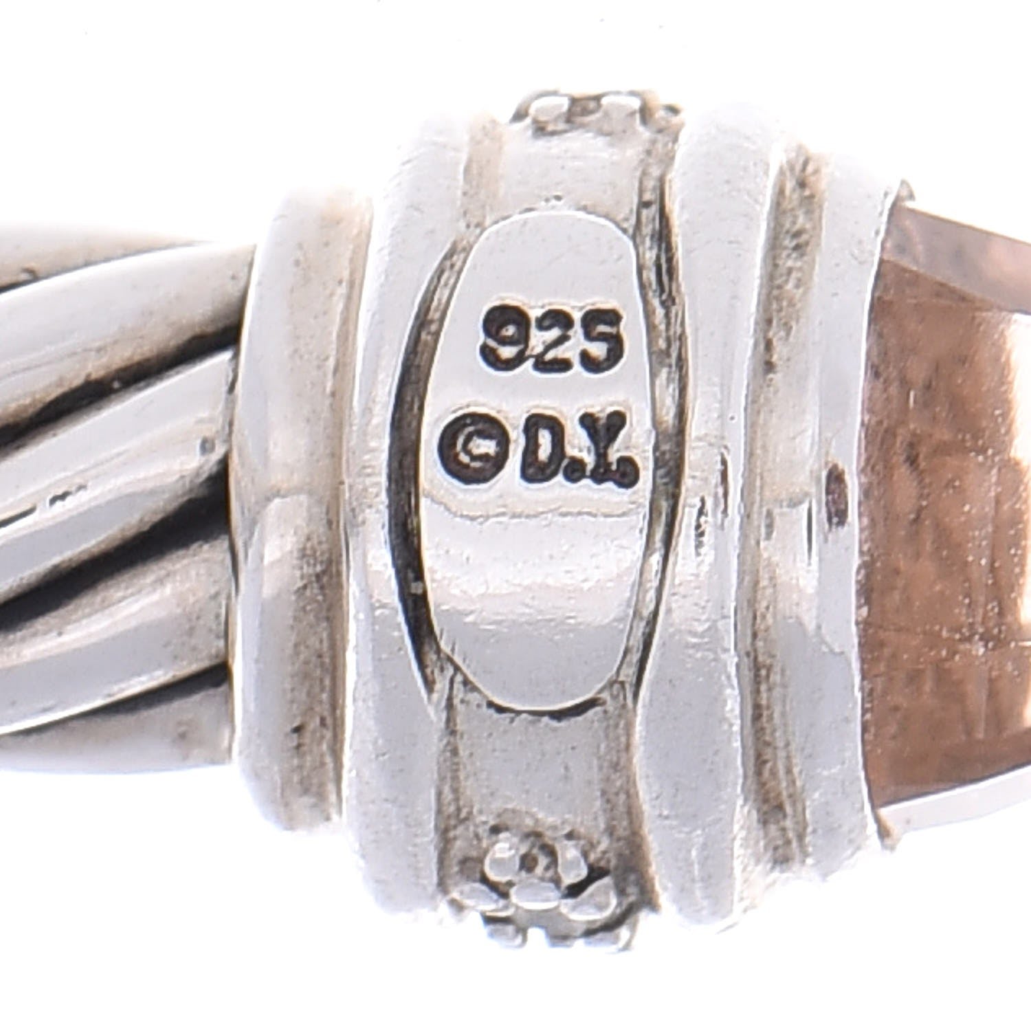 David Yurman Sterling Silver Diamond Morganite 7mm Cable Classics Bracelet 4 of 5
