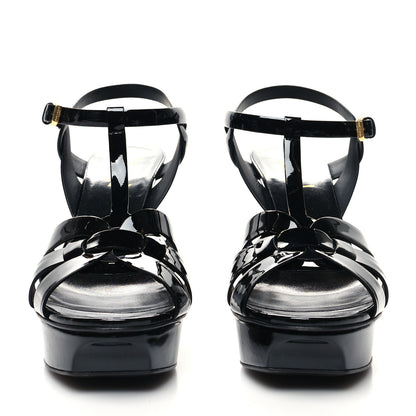 Saint Laurent Patent Tribute 75 Platform Sandals 40.5 Black 2 of 8