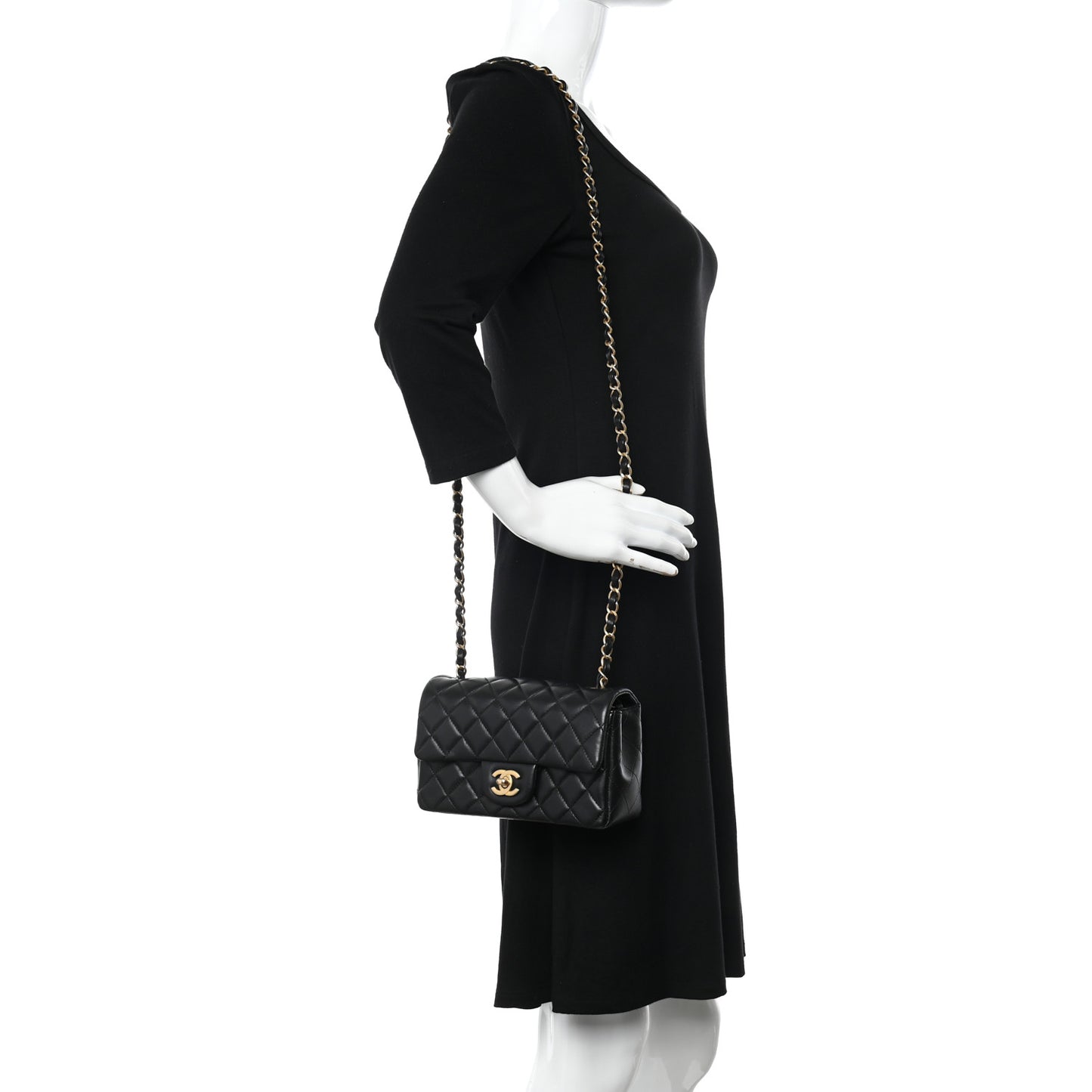 Lambskin Quilted Mini Rectangular Flap Black