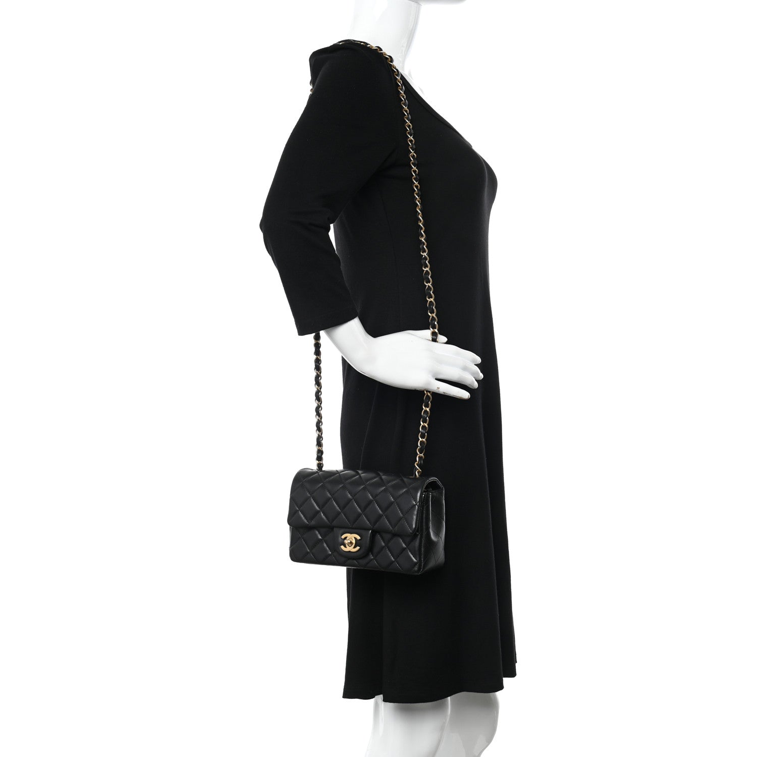 Chanel Lambskin Quilted Mini Rectangular Flap Black 2 of 13