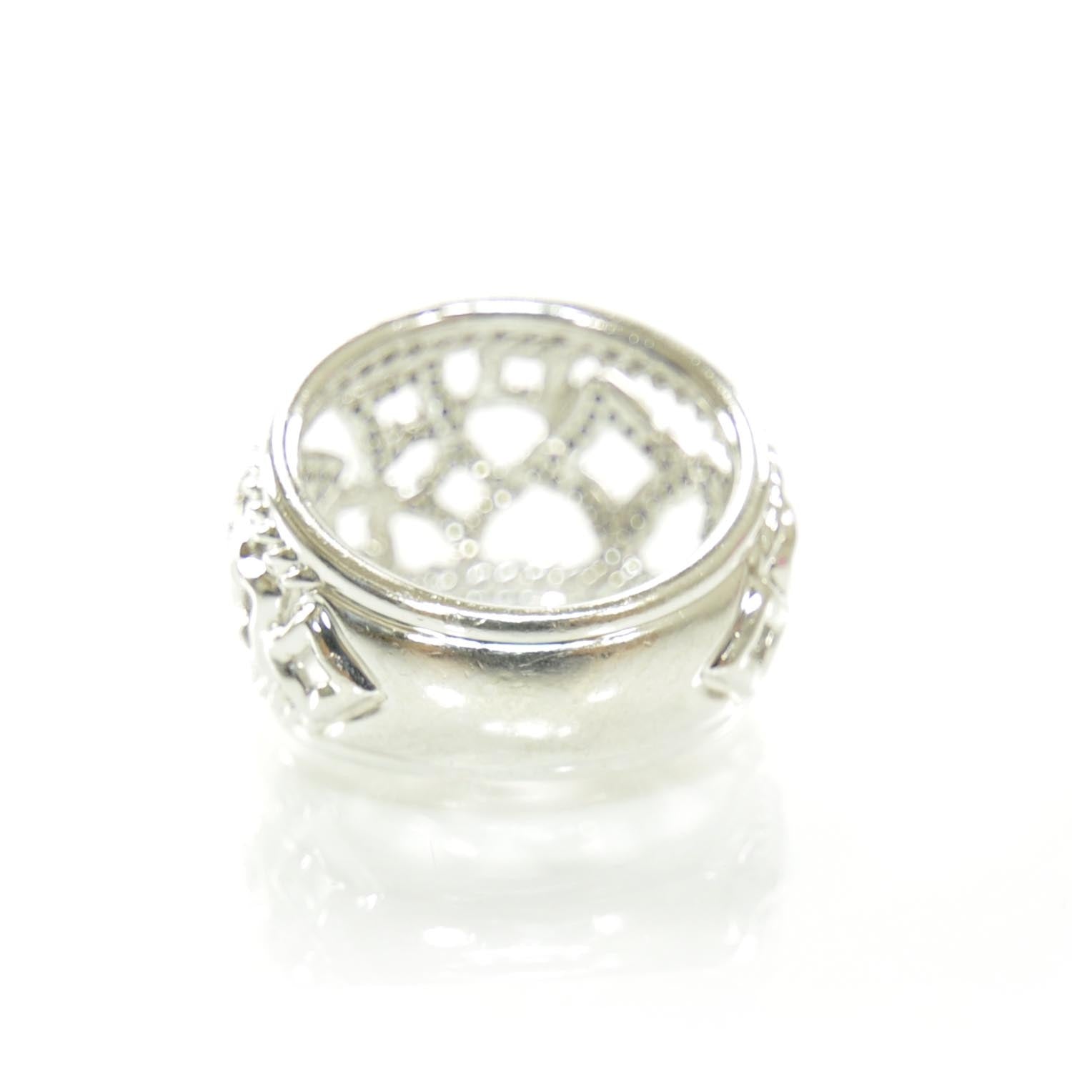 David Yurman Sterling Silver Pave Diamond Tapestry Dome Ring 6 2 of 5