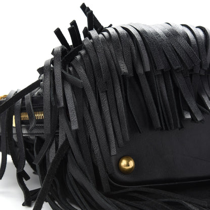 Saint Laurent Calfskin Small Emmanuelle Fringe Hobo Bag Black 8 of 11