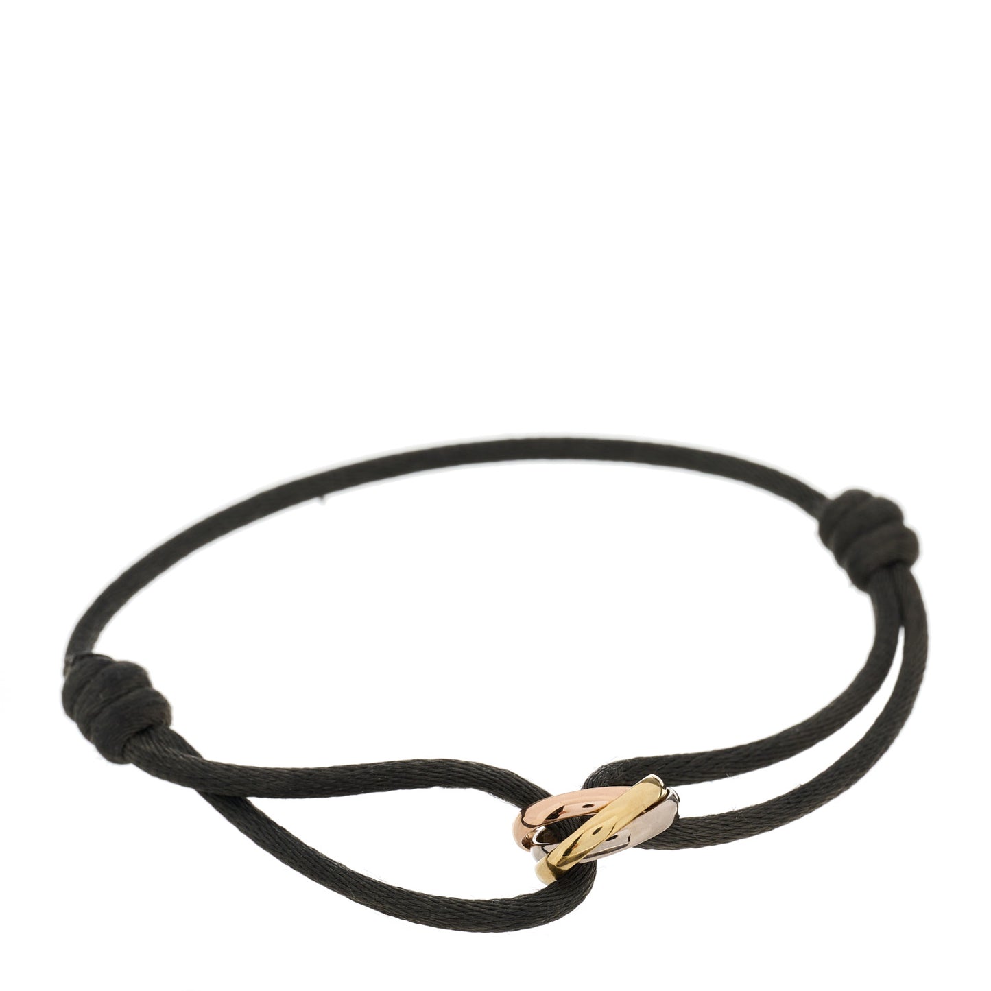 18K Pink Yellow White Gold Trinity Cord Bracelet Grey