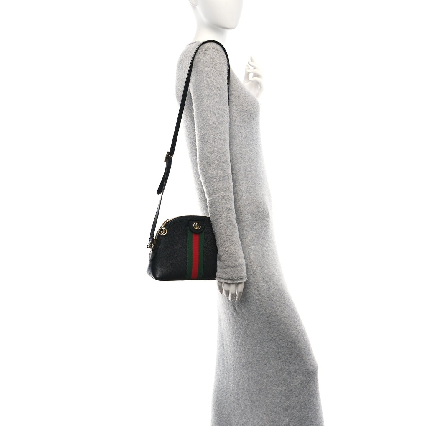 Calfskin GG Web Small Ophidia Dome Shoulder Bag Black