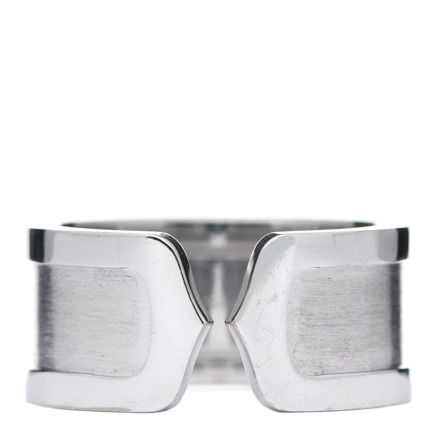 18K White Gold 10mm Logo De Cartier Ring 57 8