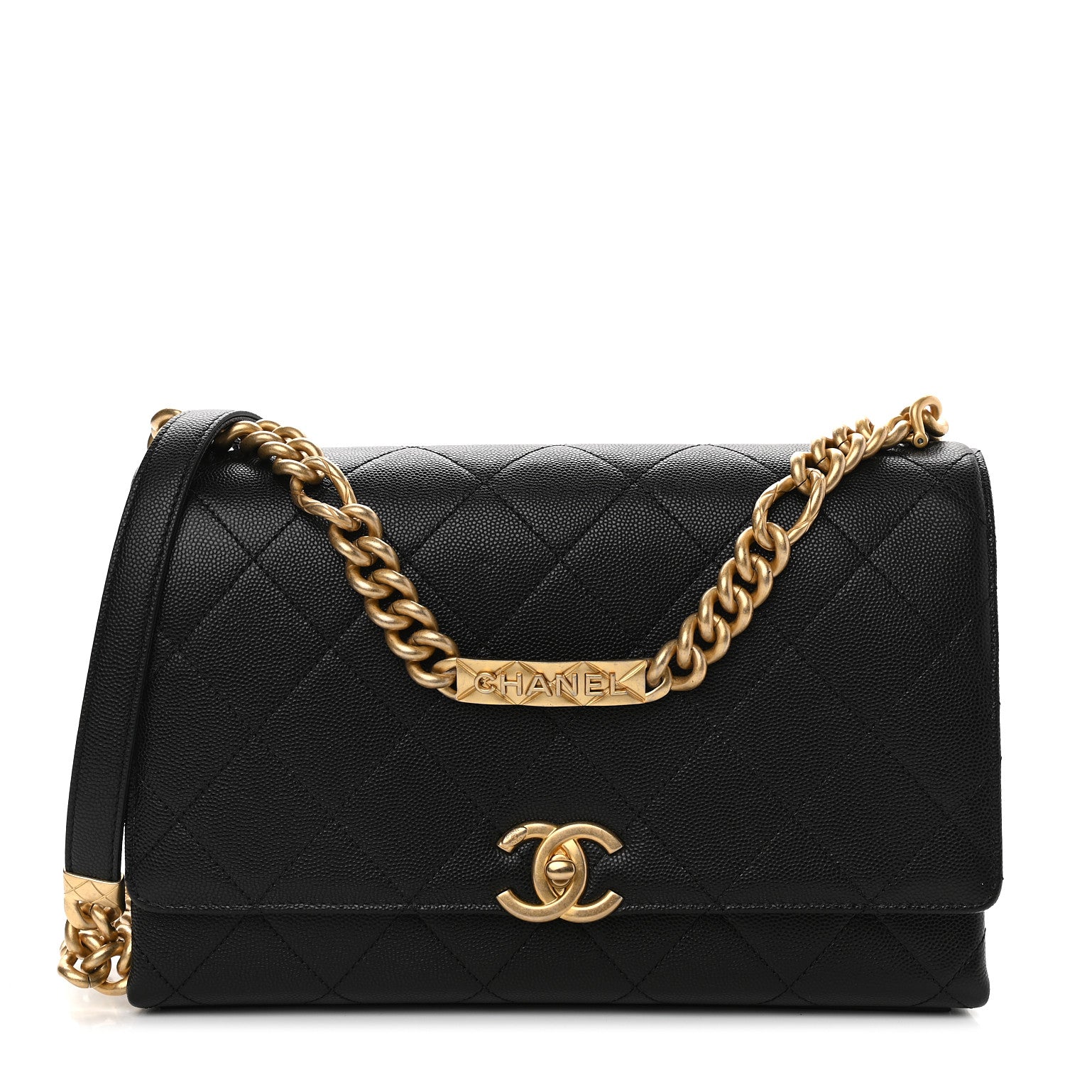 Chanel Caviar Quilted Bracelet On Chain Flap Black 1 of 8