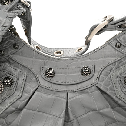 Balenciaga Extra Supple Calfskin Crocodile Embossed XS Le Cagole Shoulder Bag Balenciaga Grey 9 of 12