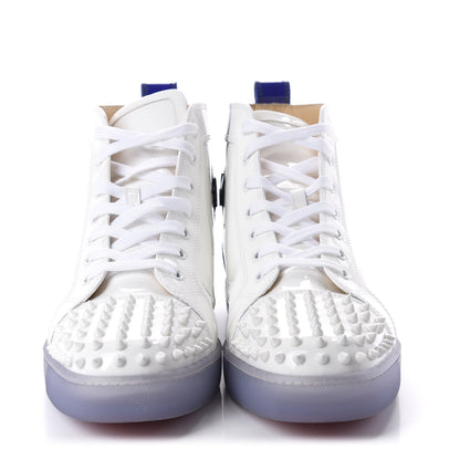 Christian Louboutin Patent Spikes Mens Lou Flat Sneakers 45 White Blue Black 2 of 13