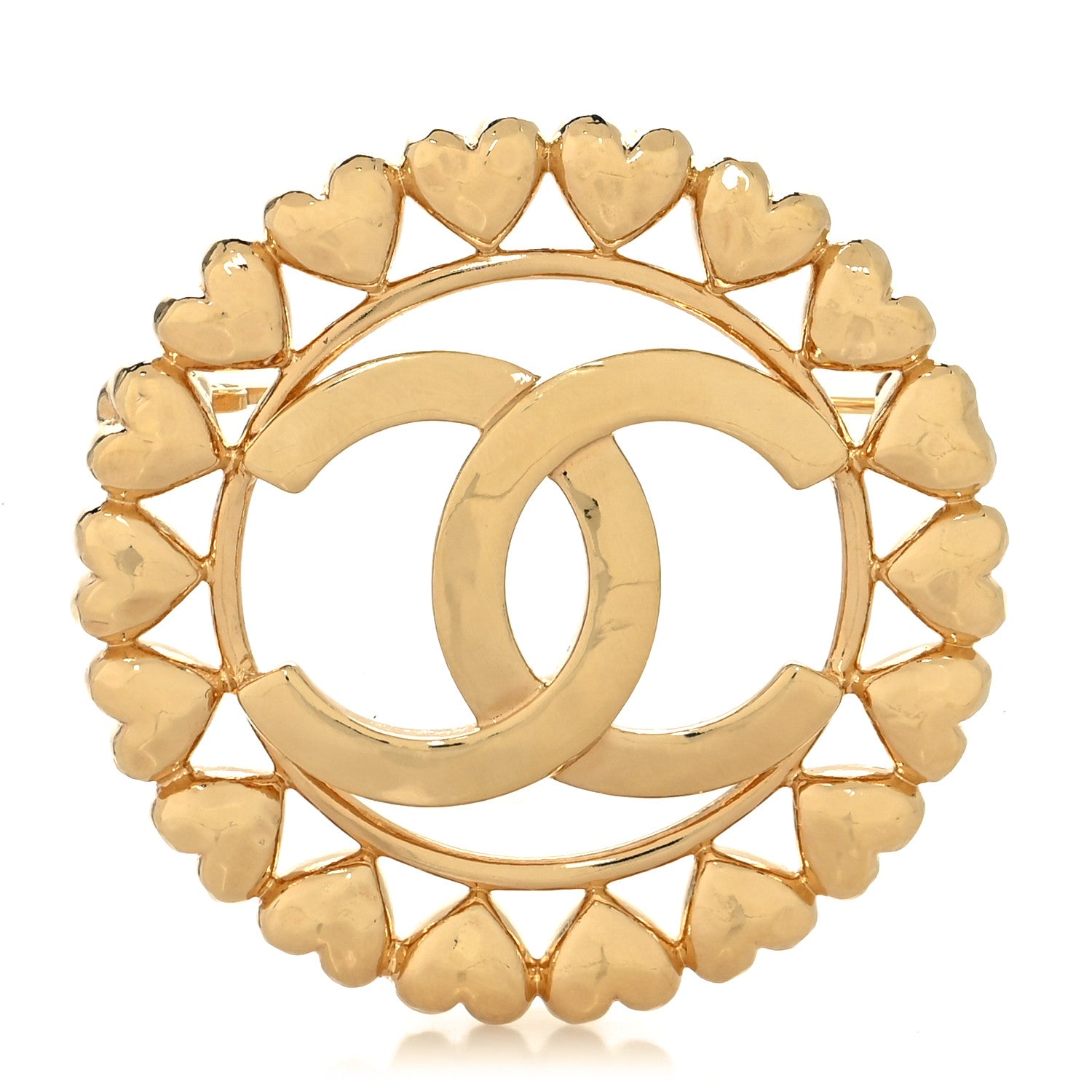 Chanel Metal CC Heart Brooch Gold 1 of 4